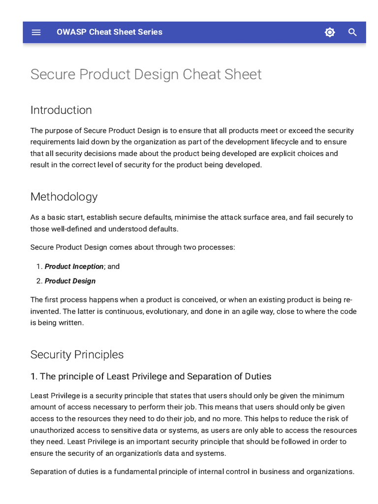 Cheatsheetseries Owasp Org Cheatsheets Secure Product Design Cheat ...