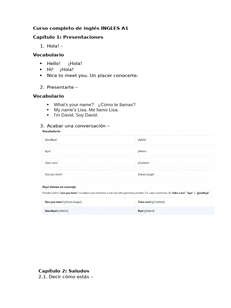 Curso Completo de Inglés INGLES A1 | PDF | Mecánica del lenguaje ...