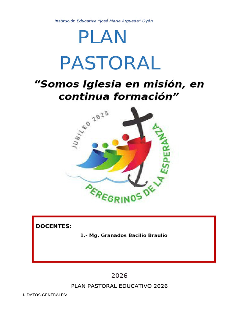 Plan Pastoral LJSM 2026. | PDF | eucaristía | Iglesia Católica