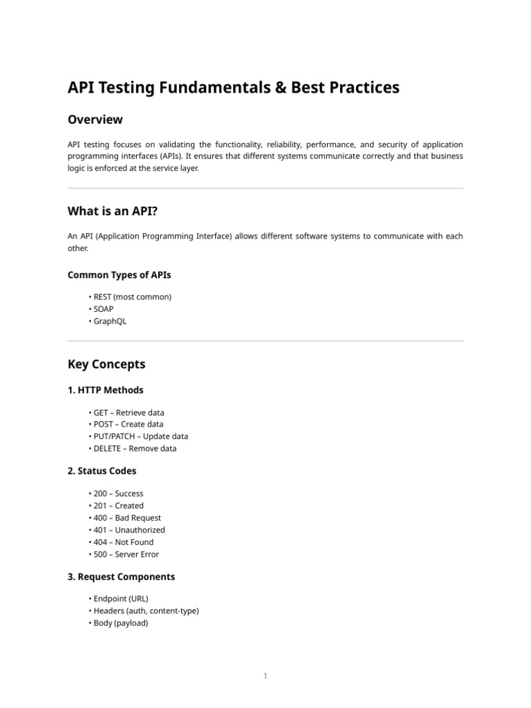 API Testing Fundamentals & Best Practices Handout | PDF | Computer ...