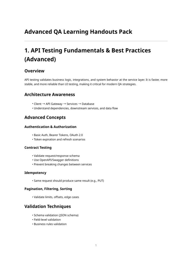 Advanced Qa Learning Handouts Pack | PDF | Computing | Software Engineering