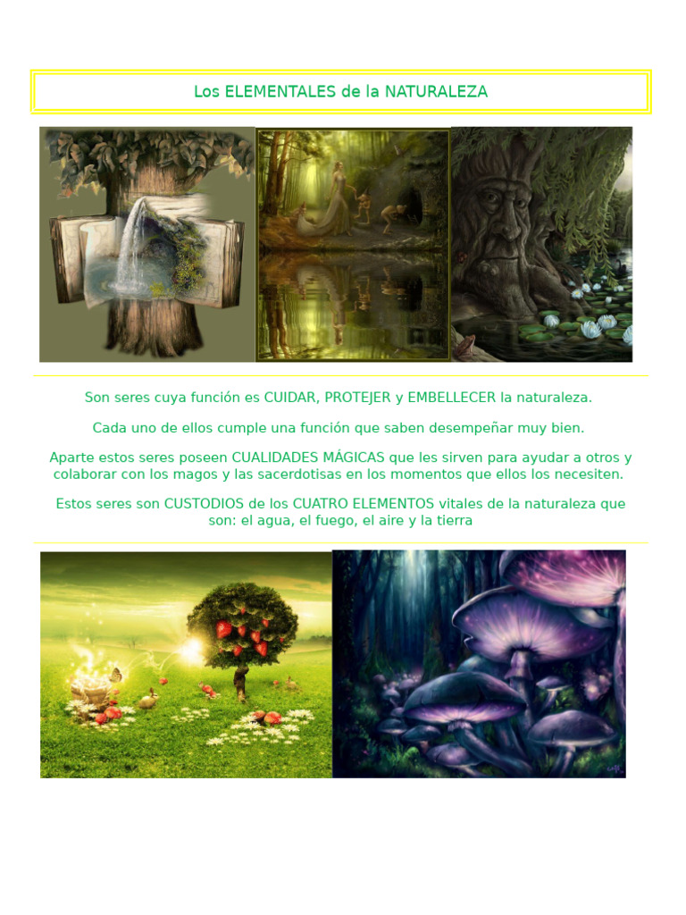 Los Elementales de La Naturaleza | PDF | Duendes | Hadas