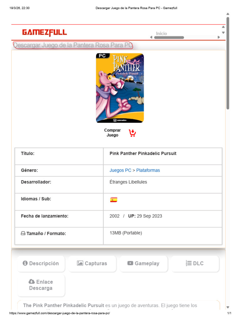 Descargar Juego de La Pantera Rosa para PC - Gamezfull | PDF