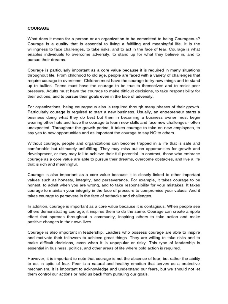 COURAGE | PDF | Courage | Social Psychology