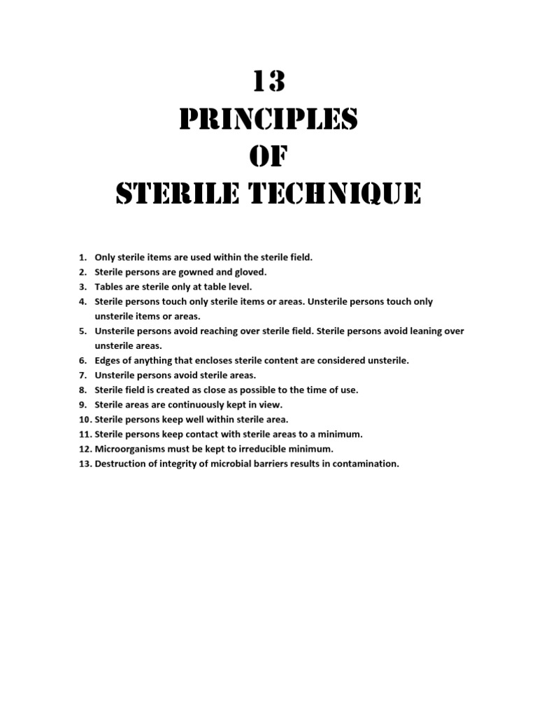 13 Principles of Sterile Technique Nature