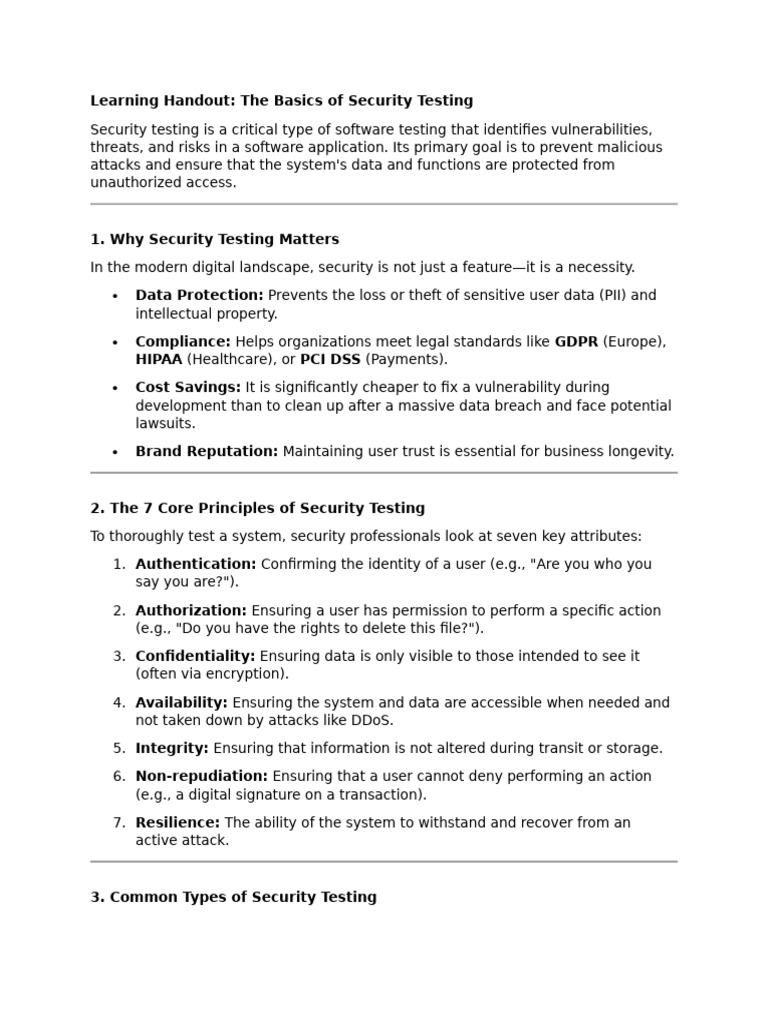 The Basics of Security Testing | PDF | Security | Computer Security