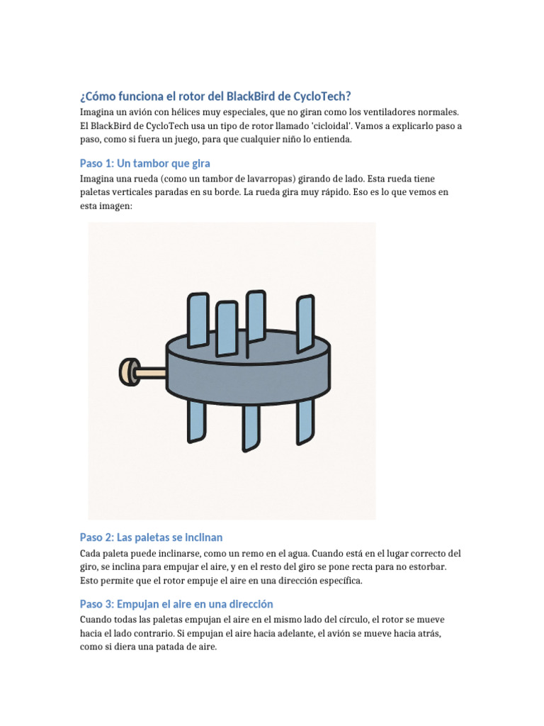 Funcionamiento Rotor Cyclotech Blackbird para Niños | PDF