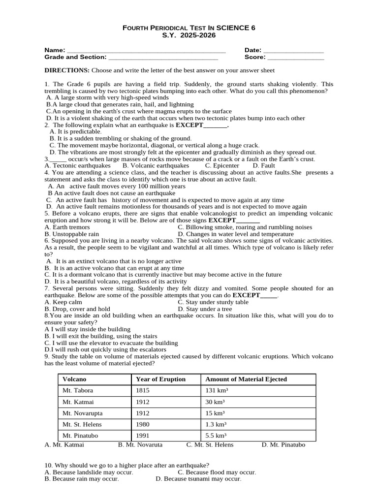 q4 Science Periodical Test 2025 2026 | PDF | Planets | Sun