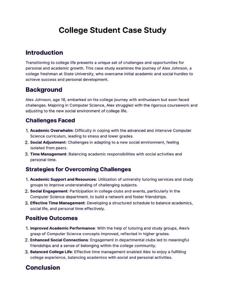 College Student Case Study | PDF