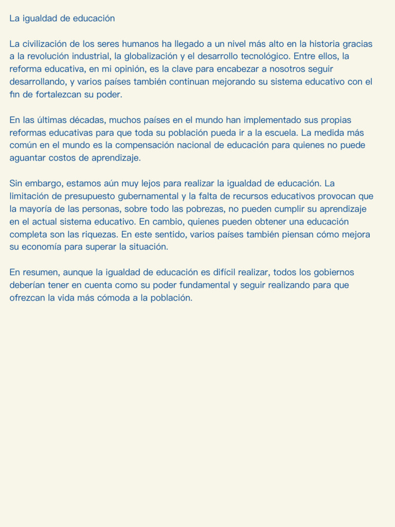 La Igualdad de Educación | PDF