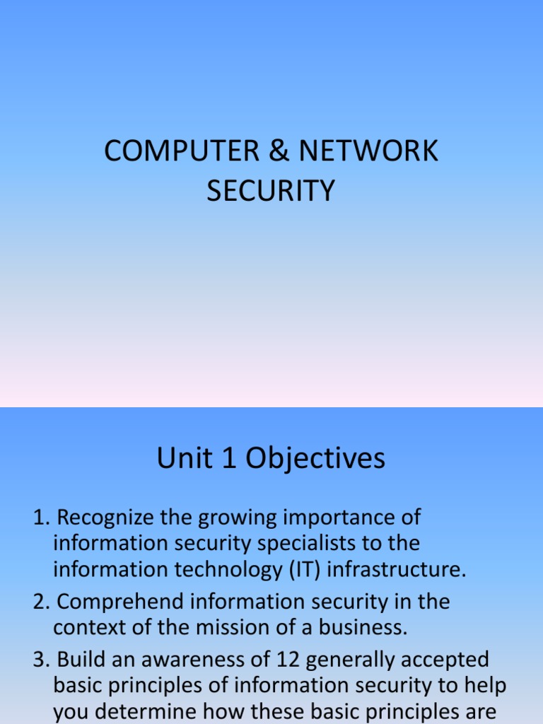 Unit1-Network Security | PDF | Information Security | Vulnerability ...