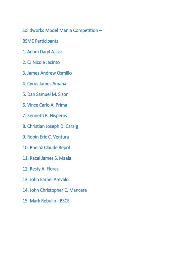 Solidworks Model Mania Competition | PDF