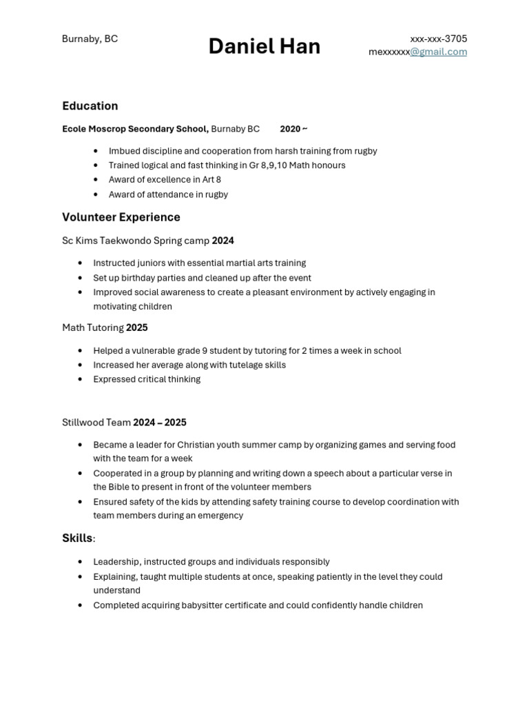 Daniel Han Resume | PDF