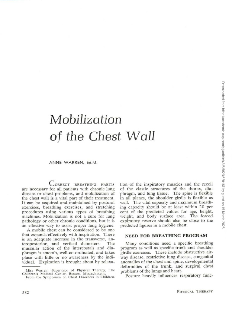 Mobilization of The Chest Wall | PDF | Thorax | Breathing