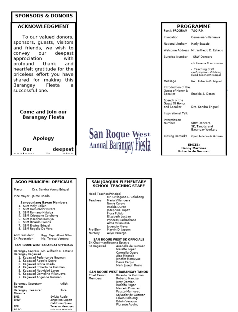 Barangay Fiesta | PDF