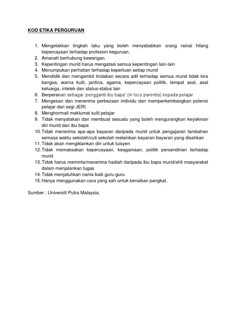 Kod Etika Perguruan Pdf