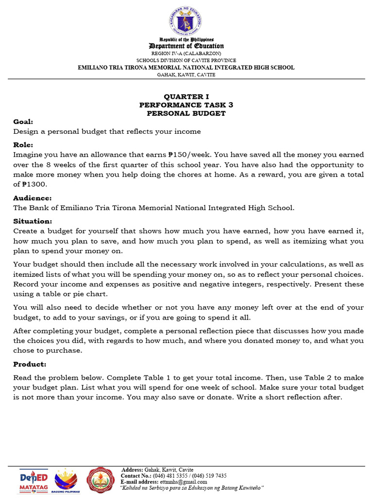 Performance Task 3 Quarter 1 | PDF
