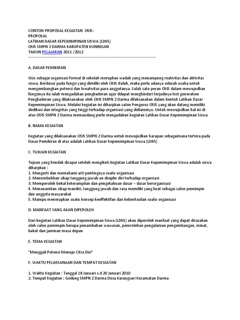 Contoh Proposal Kegiatan