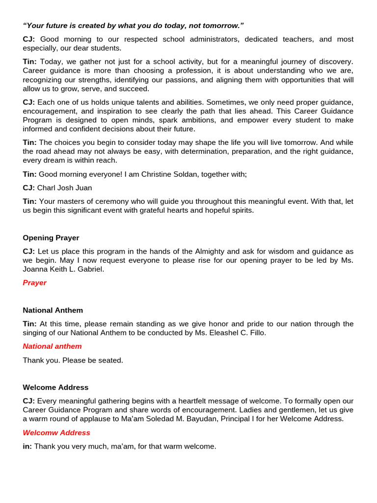 Career Guidance Script | PDF