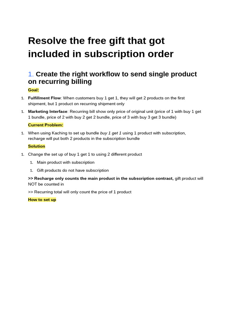 Resolve The Free Gift That Got Included in Subscription Order | PDF