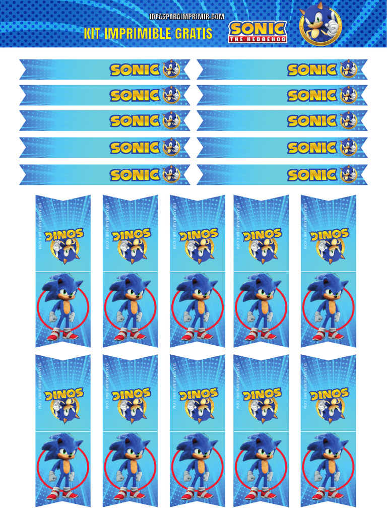 Sonic Etiquetas Stickers Kit Imprimible Sonic Gratis | PDF