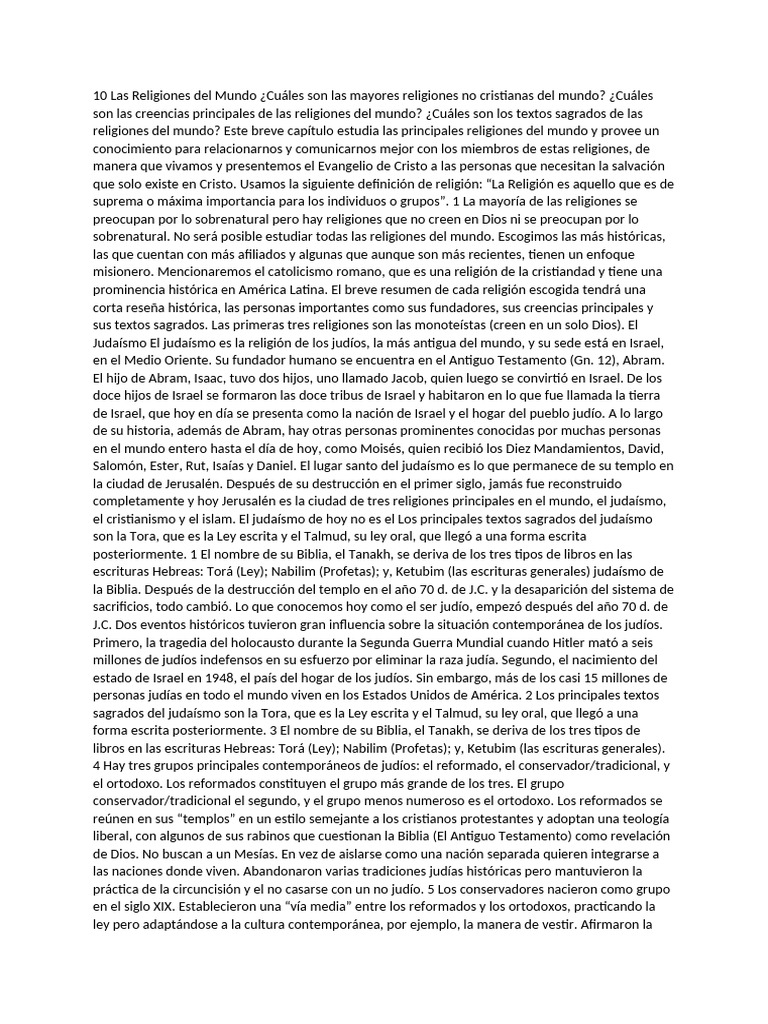 10 Las Religiones Del Mundo ¿Cuáles Son Las Mayores Religion | PDF ...