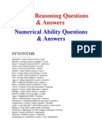 Verbal Reasoning and Critical Reasoning Question and Answers