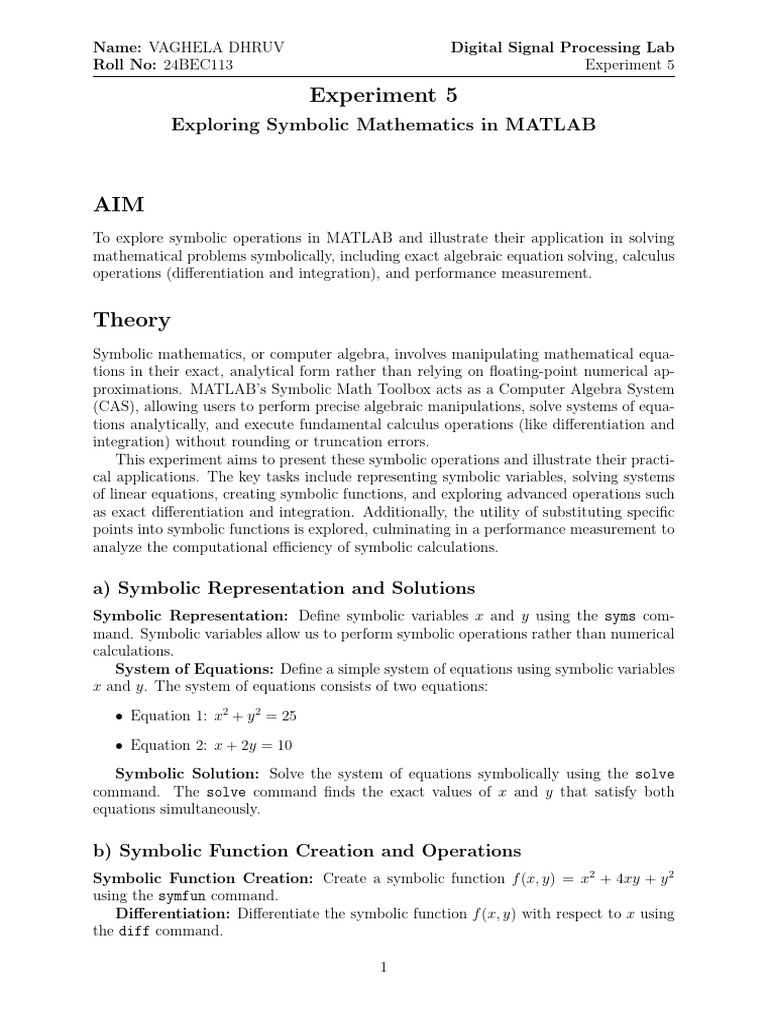 DSP Lab 5 | PDF | Equations | Integral