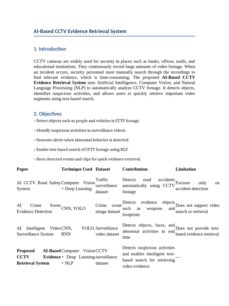 AI Based CCTV Evidence Retrieval System | PDF | Closed Circuit ...