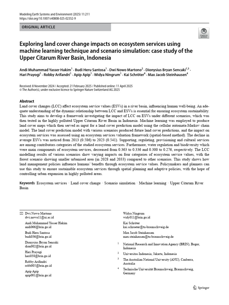Exploring Land Cover Change Impacts On Ecosystem Services Using | PDF
