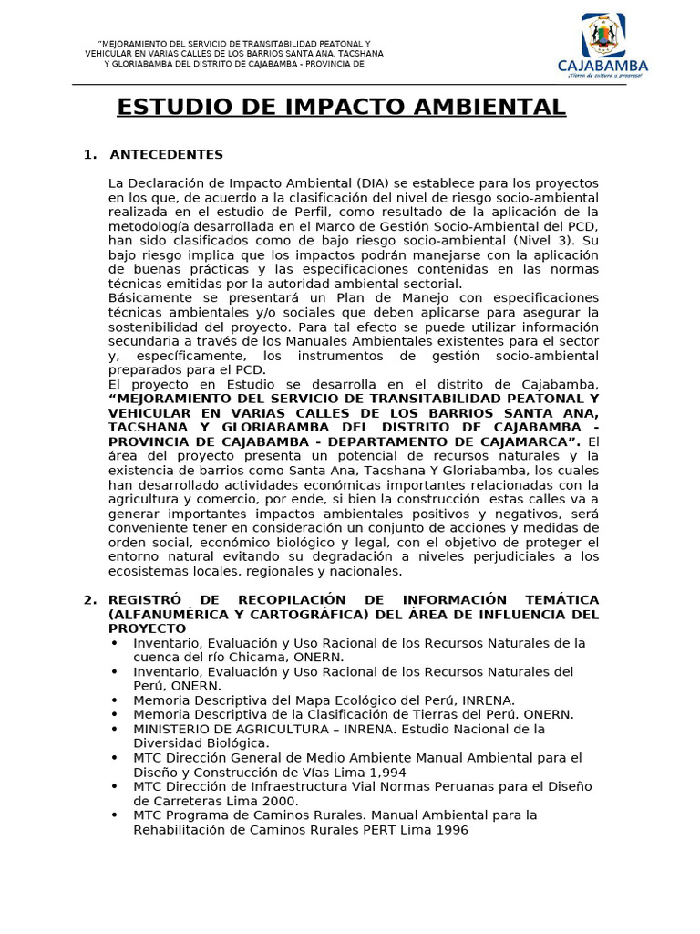 Estudio Impacto Ambiental | PDF | Evaluación de impacto ambiental ...