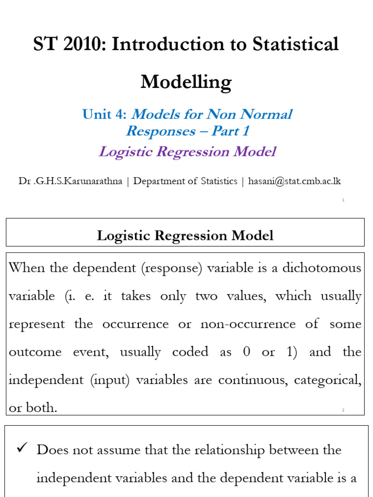 Lesson 4 - Part 1 | PDF | Linear Regression | Logistic Regression