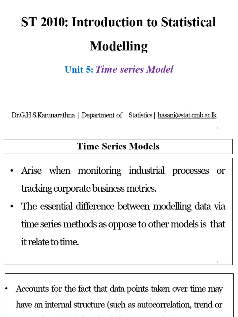 Unit 5 - Time Series Models | PDF | Time Series | Autocorrelation