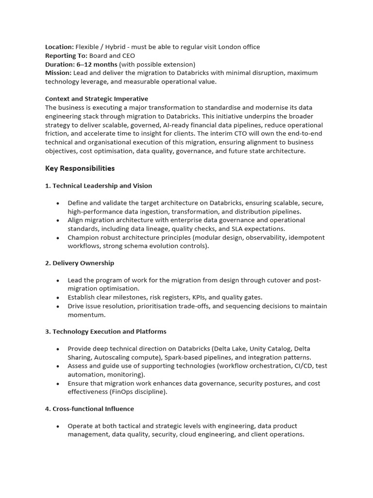 Interim CTO Databricks | PDF | Governance | Leadership