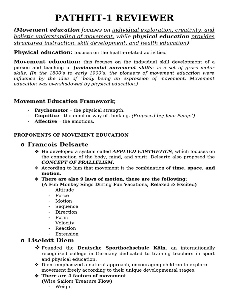 Pathfit 1 Reviewer | PDF | Physical Education | Space