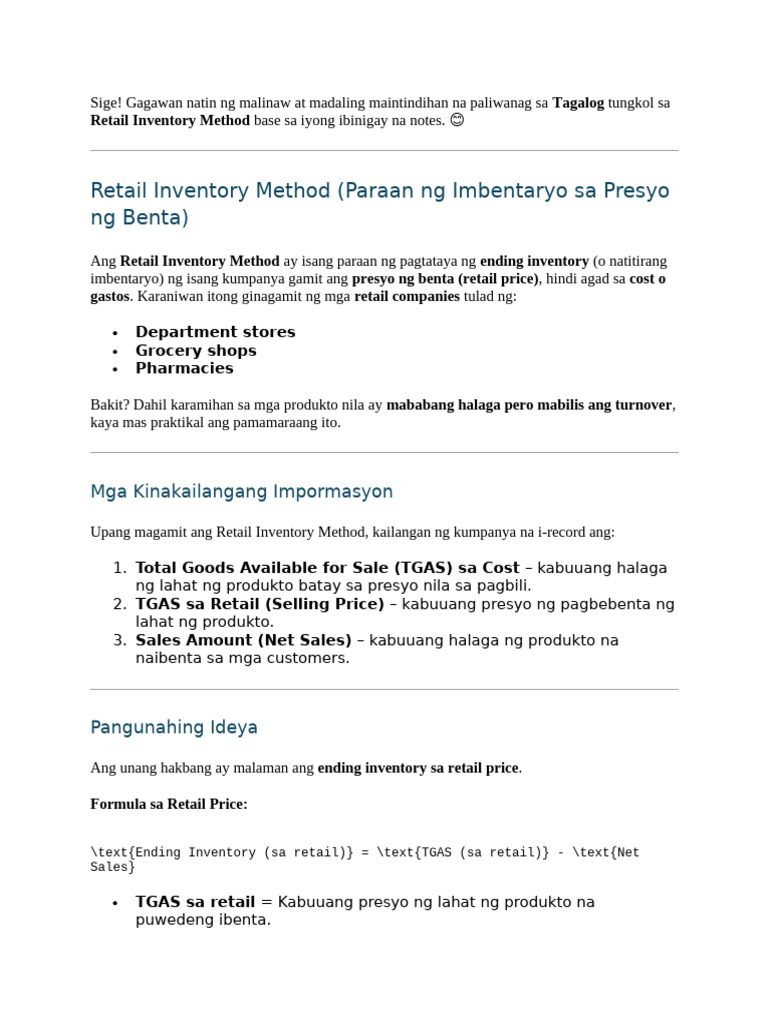 9A Retail Inventory Method | PDF
