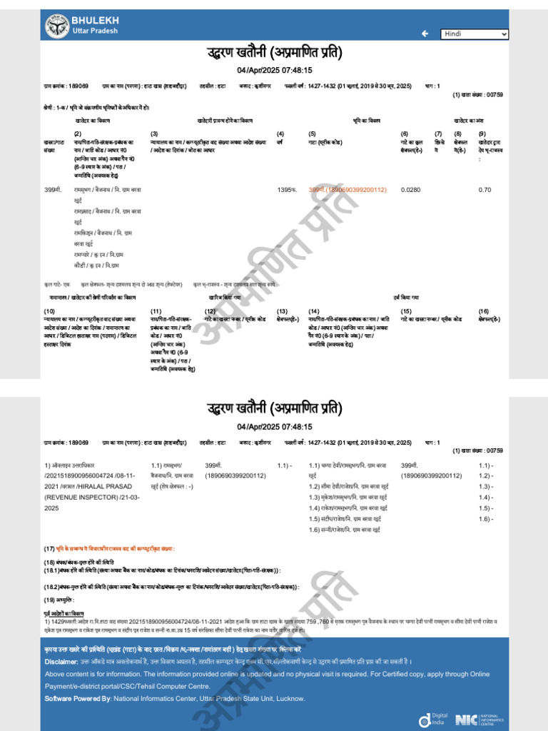 Bhulekh Aaa | PDF