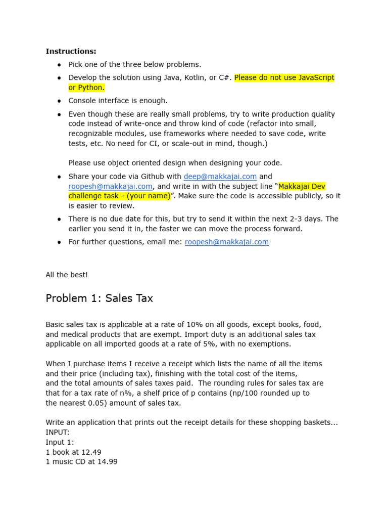 Makkajai Dev Sample Problems | PDF | Taxes | Computer Programming