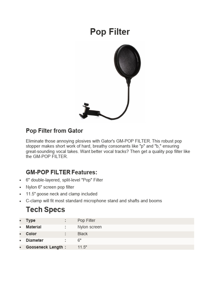 Pop Filter | PDF