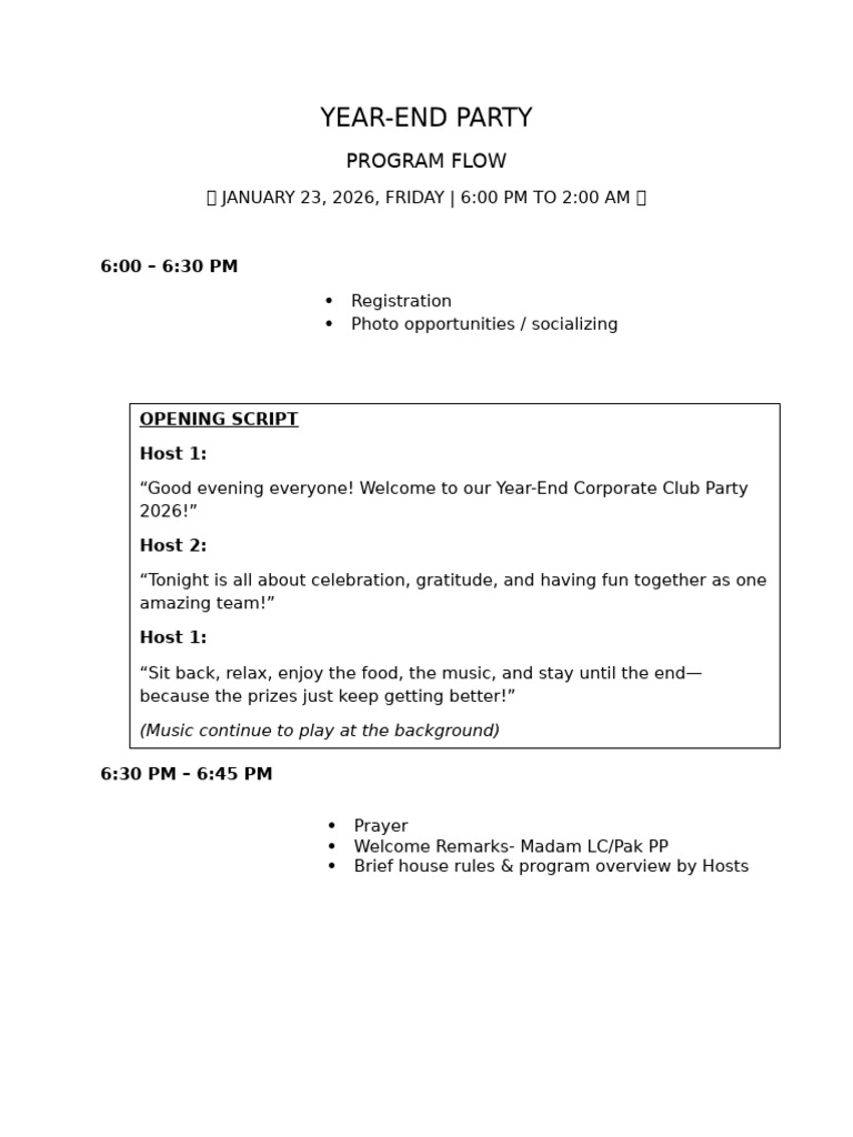 Year End Party Program Flow v2.1 | PDF