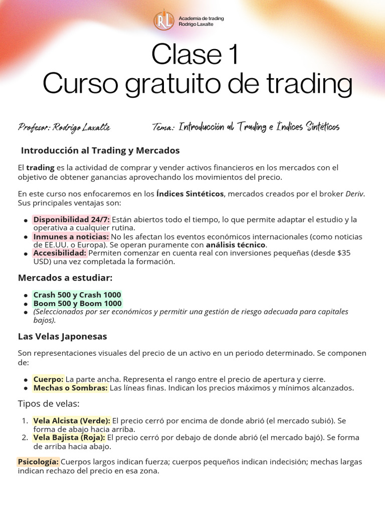 Apuntes CLASE 1 Curso Intensivo Trading | PDF | Comerciante (Finanzas ...