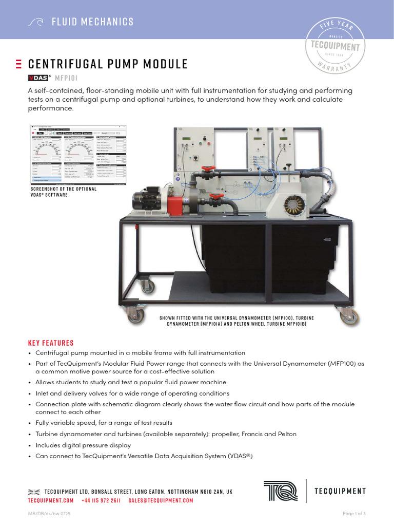 MFP101 Centrifugal Pump Datasheet | PDF | Pump | Flow Measurement