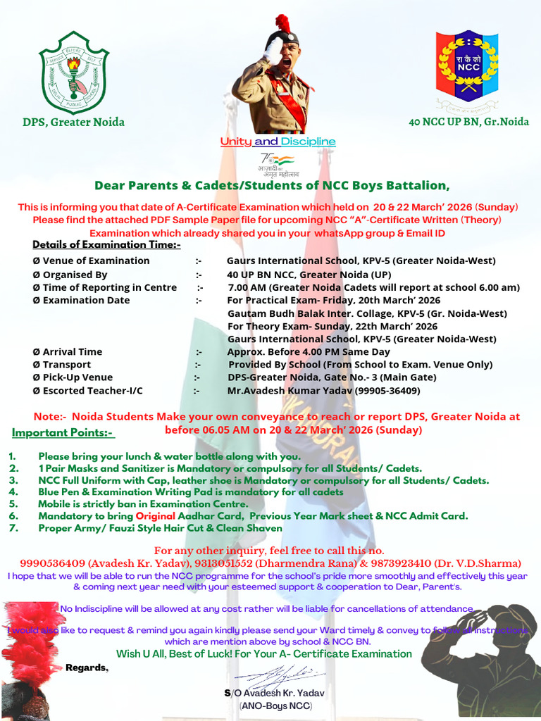 A-Certificate Examination NCC - Requirements & Instructions For JD 2nd ...