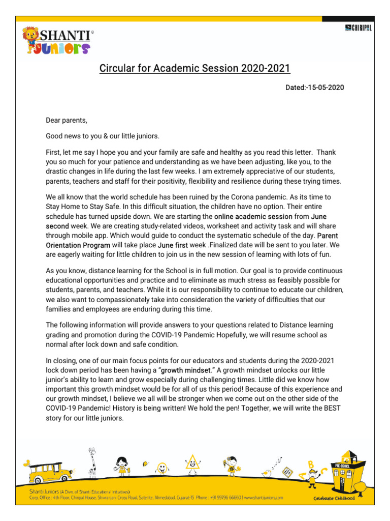 Academic Session Circular 2020-2021 | PDF