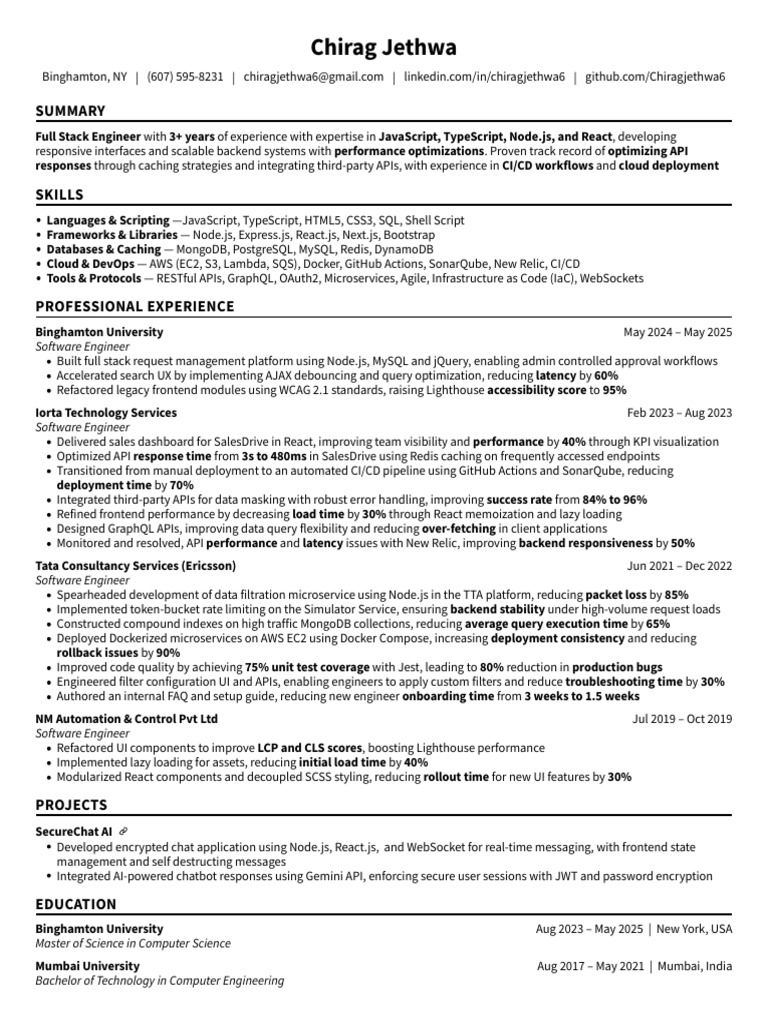 Chirag Jethwa Resume | PDF | My Sql | Cloud Computing