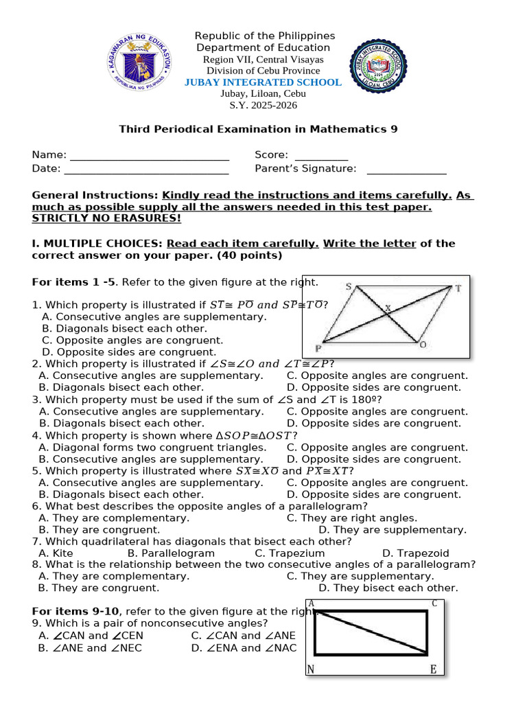 Math 9 | PDF | Angle | Euclidean Geometry
