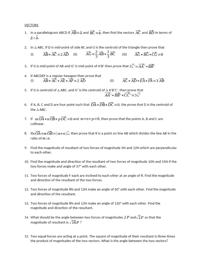 VECTORS | PDF | Euclidean Vector | Elementary Mathematics