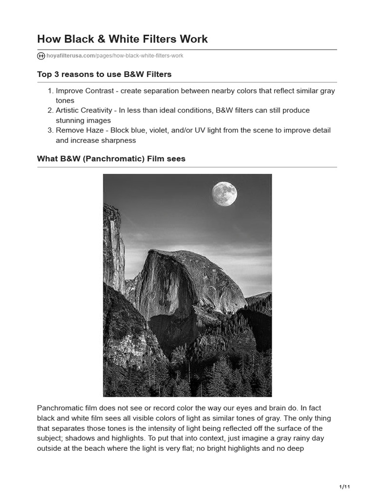 Hoyafilterusa-How Black White Filters Work | PDF | Color | Vision