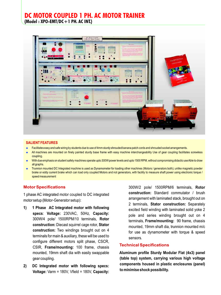DC Motor Coupled 1 Phase Ac Motor | PDF | Electric Motor | Electric ...