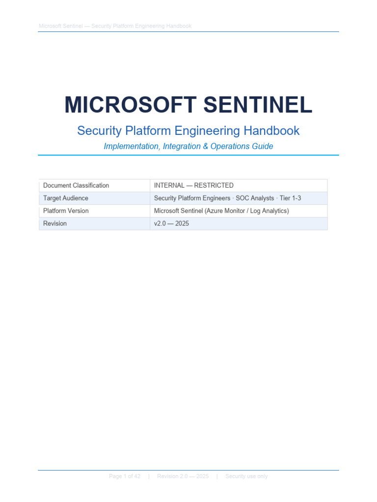 Microsoft Sentinel: Security Platform Engineering Handbook | PDF ...